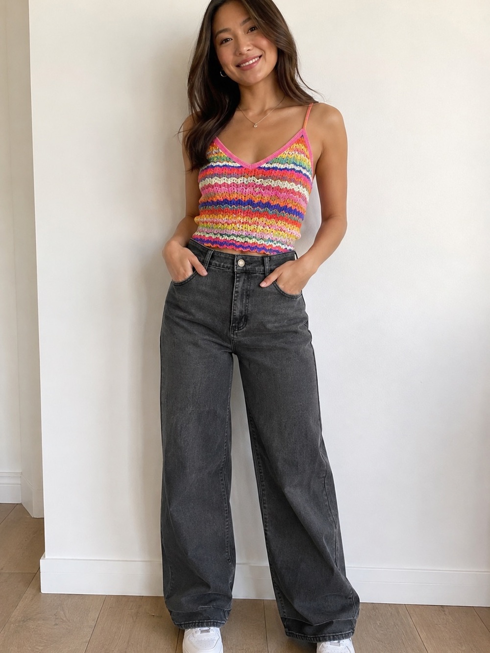 L.A Girl Washed Gray Wide-Leg Jeans